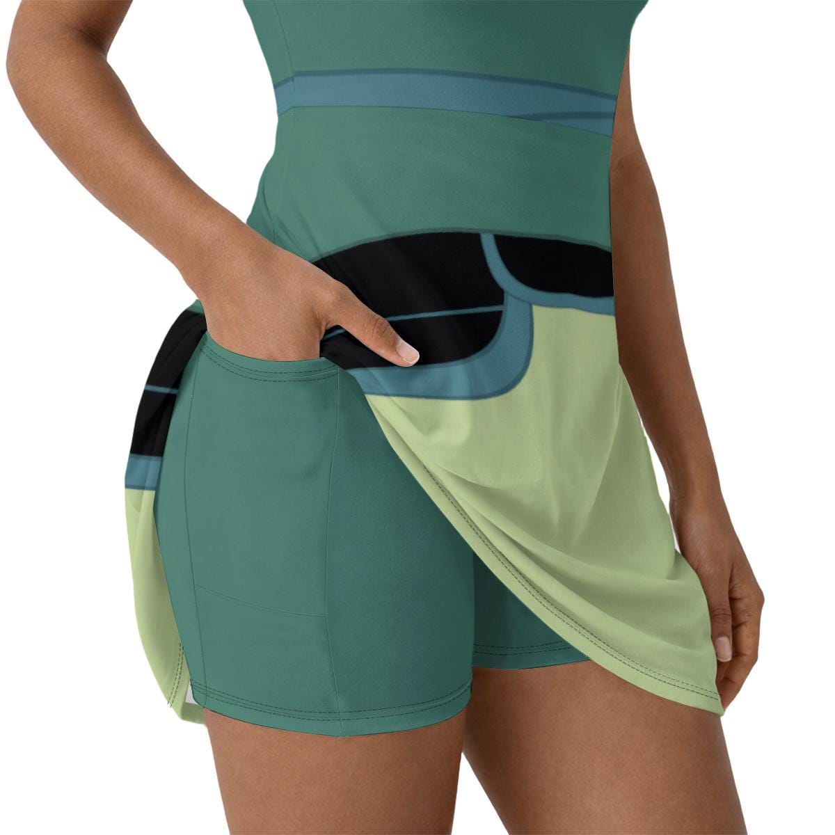 Ping Mulan Inspired Short Sleeve Athletic Dress with shorts