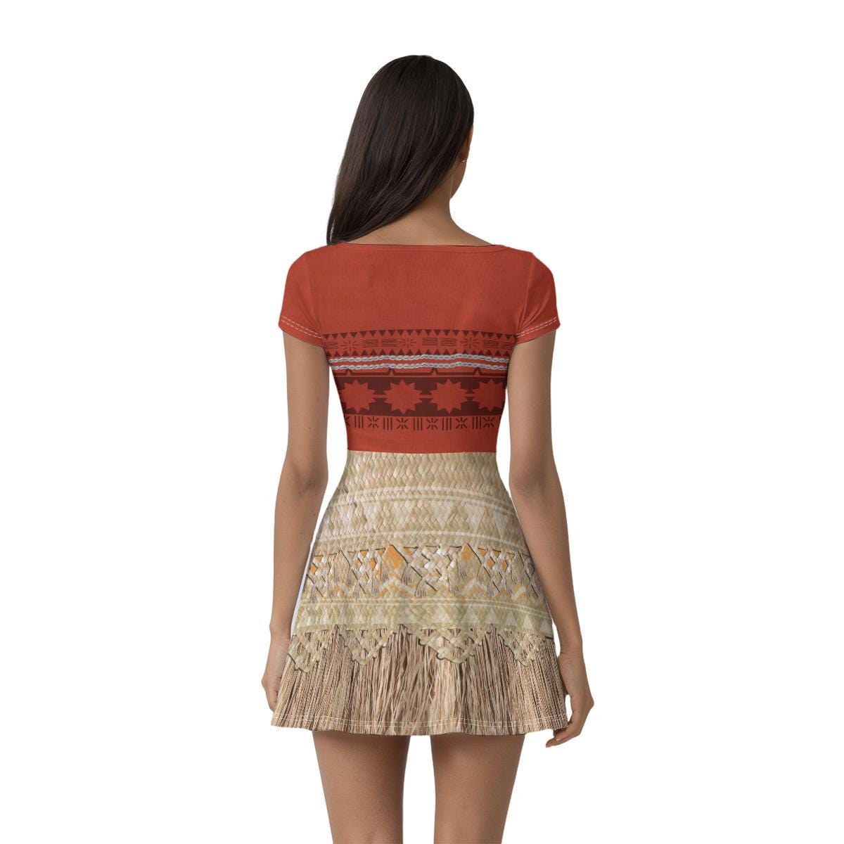 Moana Inspired Short Sleeve Athletic Dress with shorts