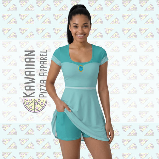 Princess Jasmine Inspired Short Sleeve Athletic Dress with shorts