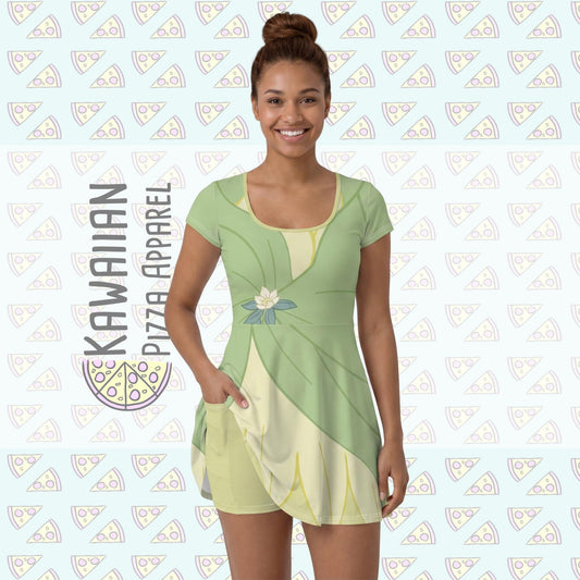 Tiana Inspired Short Sleeve Athletic Dress with shorts