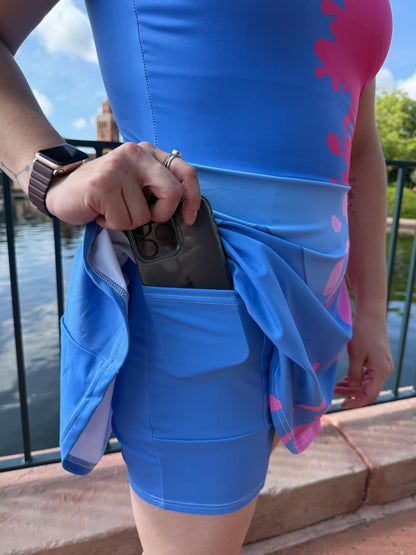 RTS [S] Aurora Make It Pink/Blue Inspired Short Sleeve Athletic Dress with attached shorts