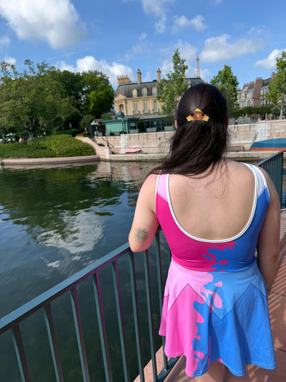 RTS [S] Aurora Make It Pink/Blue Inspired Short Sleeve Athletic Dress with attached shorts