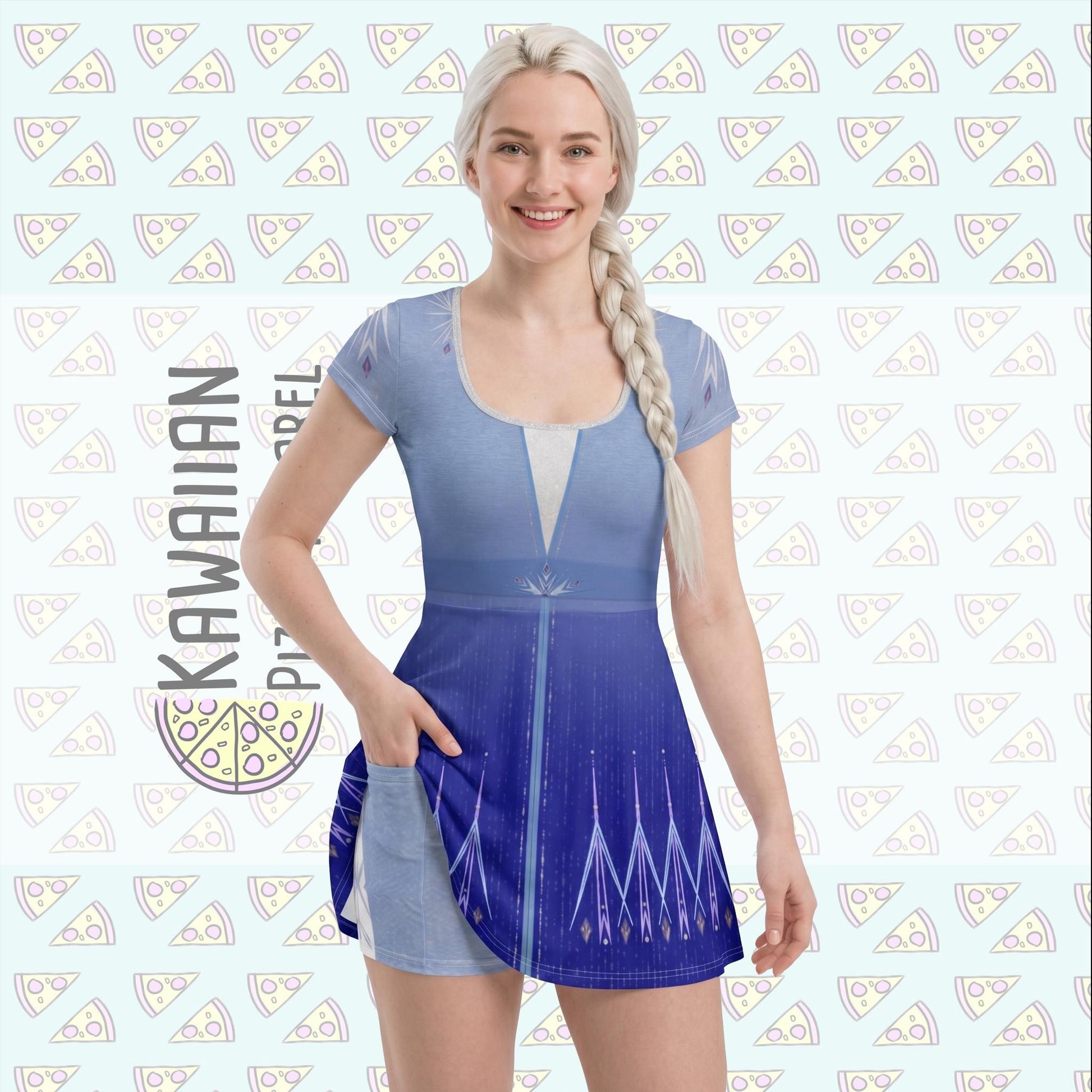 Elsa Inspired Short Sleeve Athletic Dress with attached shorts