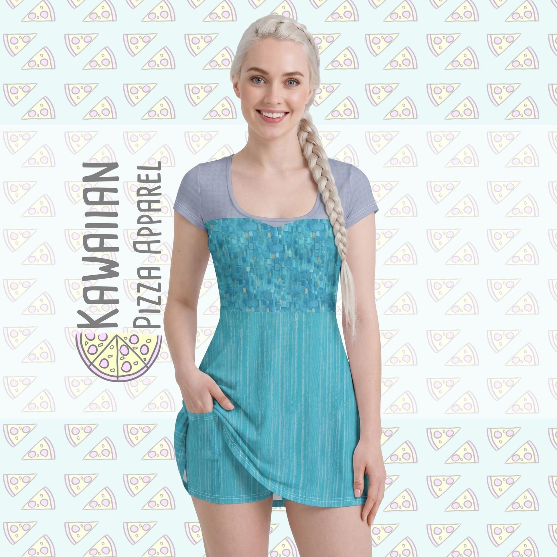 Elsa Inspired Short Sleeve Athletic Dress with shorts