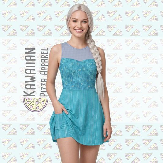 Elsa Inspired Sleeveless Athletic Dress with shorts