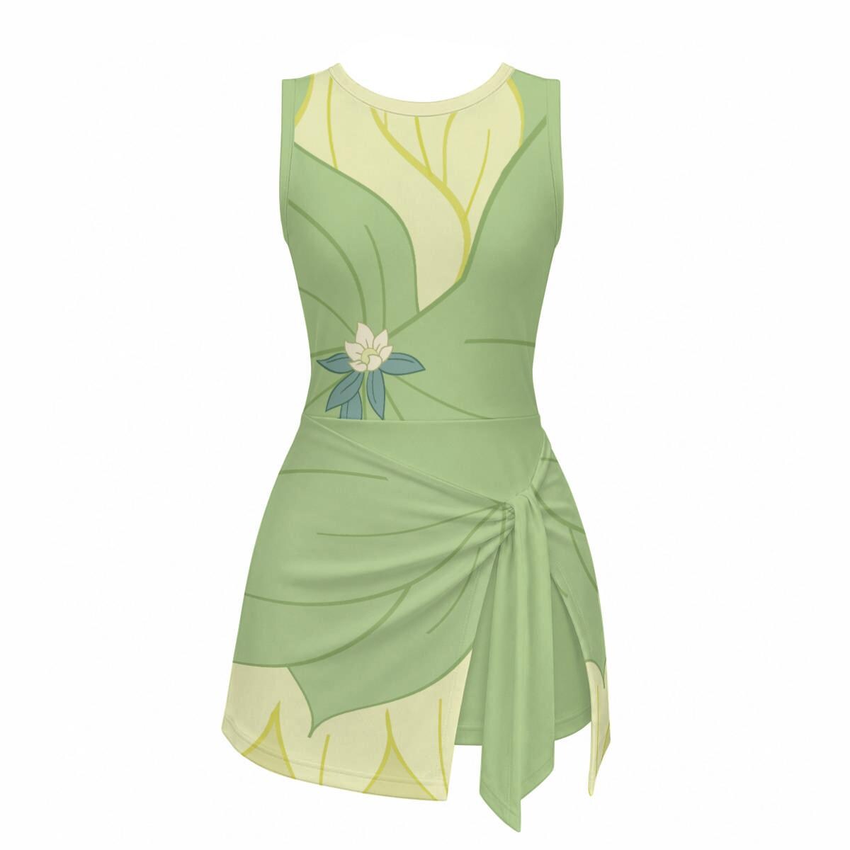 Kid's Tiana Inspired Sport Romper with Wrap-Around Skirt
