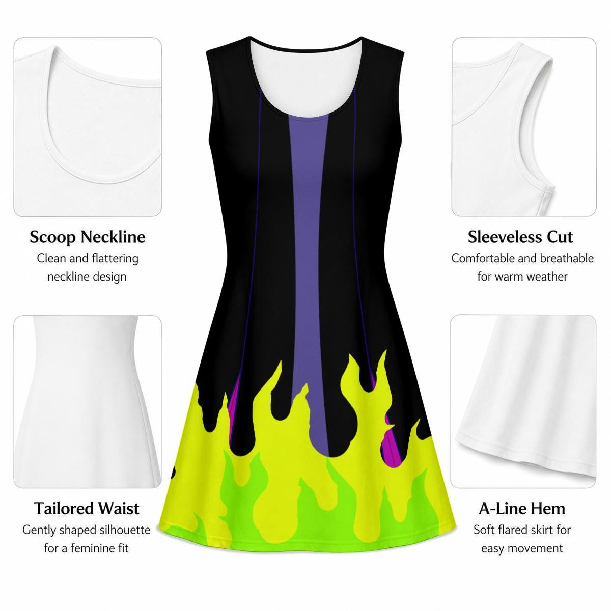 RTS [M] Women's Maleficent Sleeping Beauty Inspired Sleeveless Flare Dress