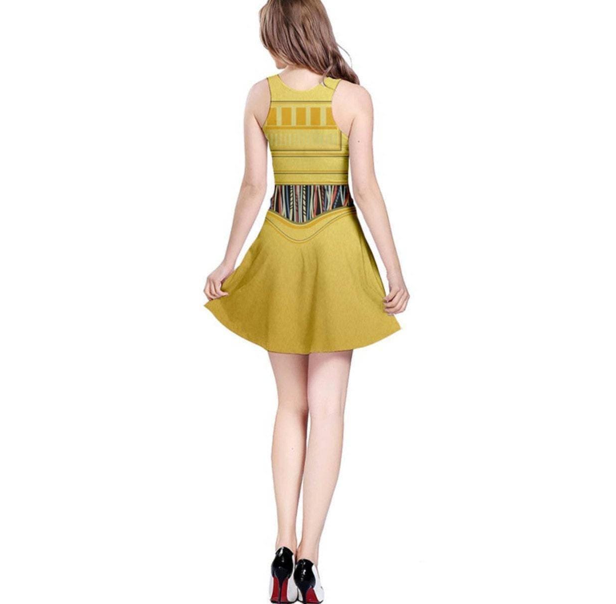 RTS [5XL] Women's C3PO Inspired Sleeveless Flare Dress