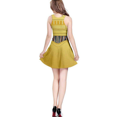 RTS [5XL] Women's C3PO Inspired Sleeveless Flare Dress