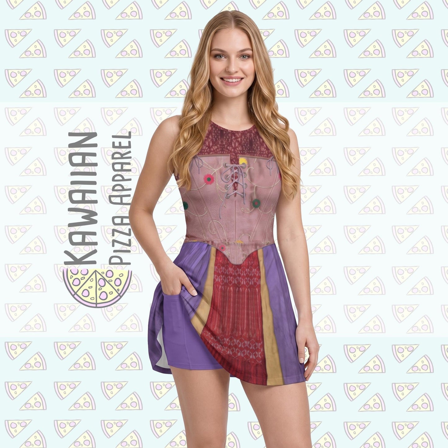 Sarah Sanderson Inspired Sleeveless Athletic Dress with attached shorts