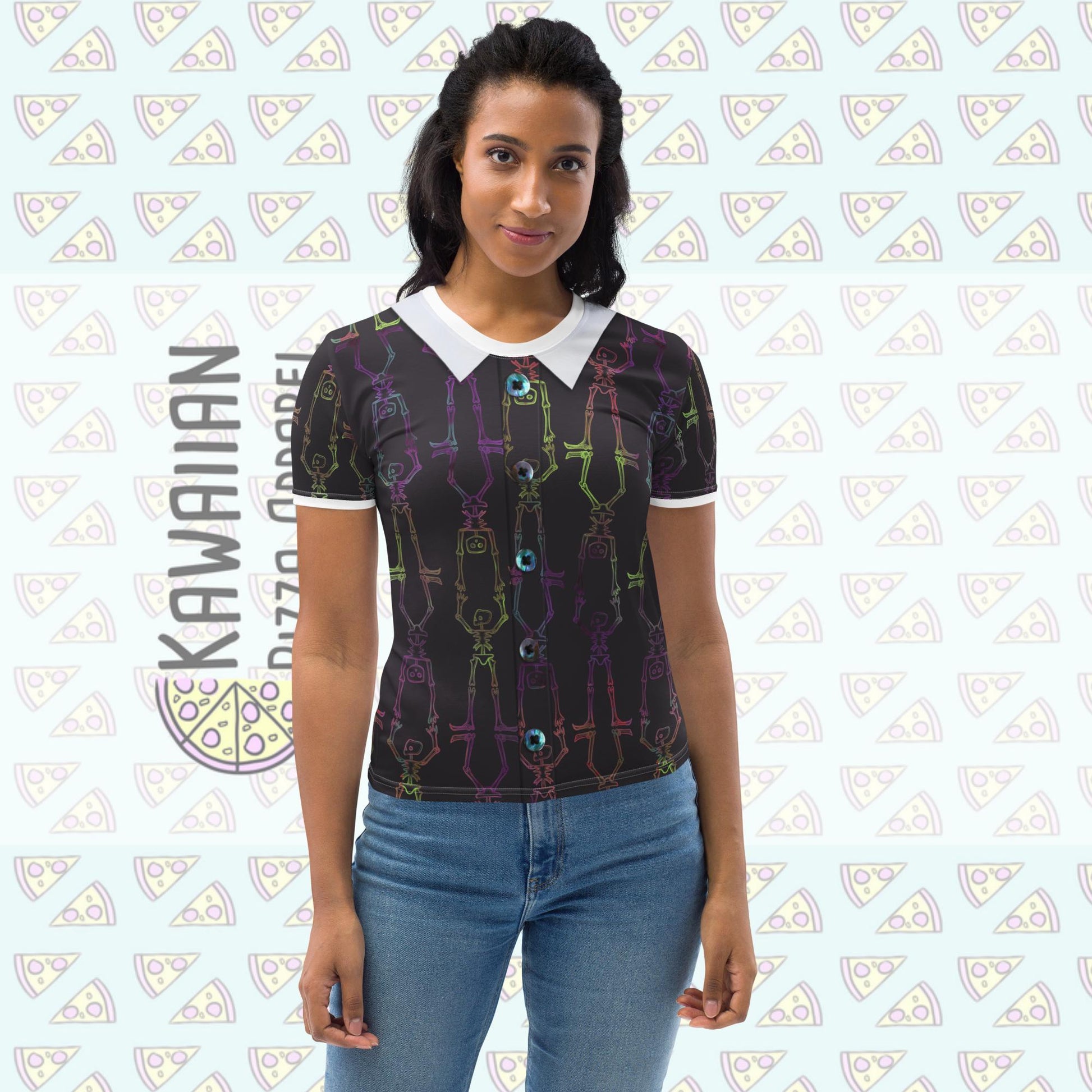 Women's Skeleton Mickey's Not So Scary Halloween Cast Member Inspired Short Sleeve Shirt
