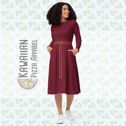 Women's Mother Gothel Inspired All-over print long sleeve midi dress