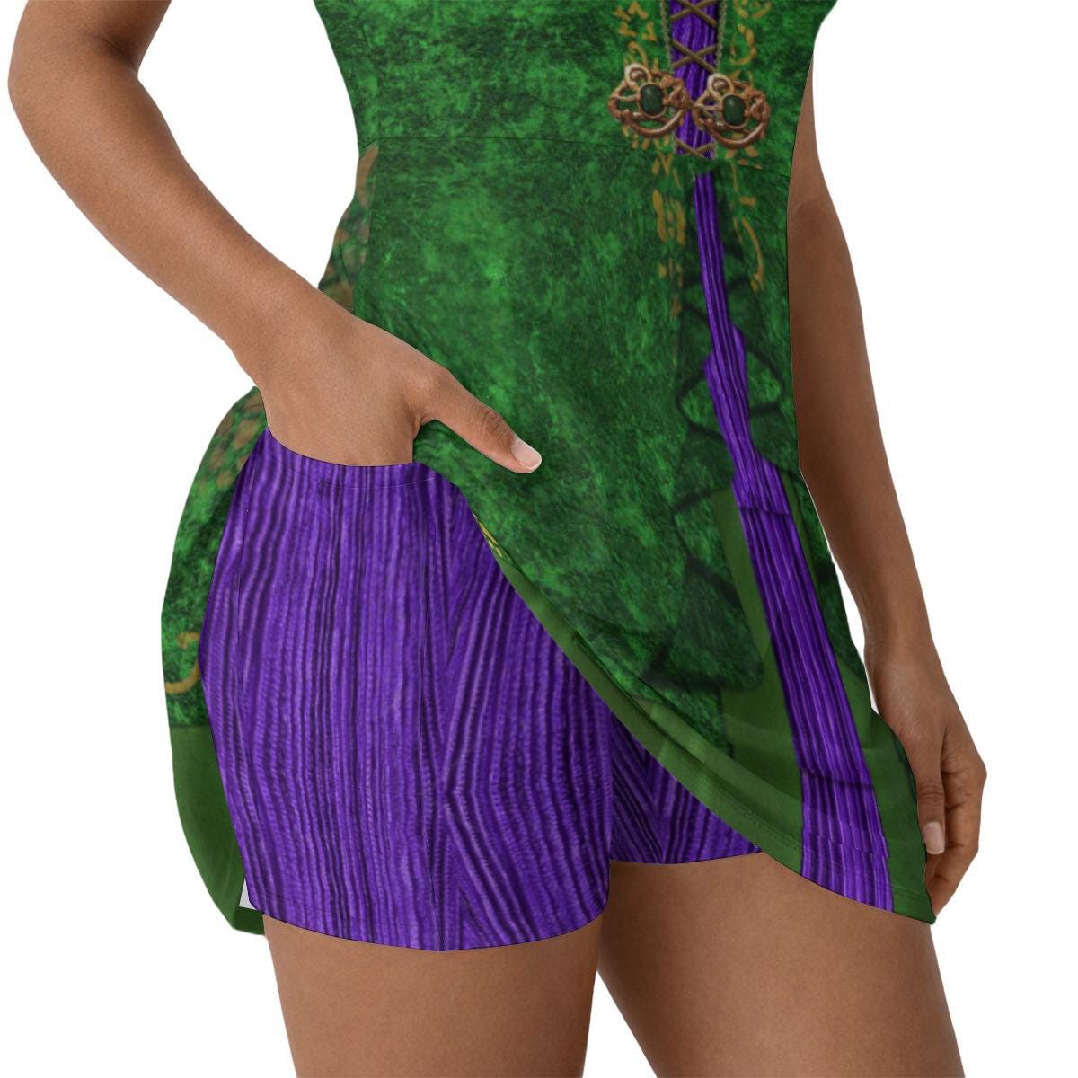 Winifred Sanderson Inspired Sleeveless Athletic Dress with attached shorts