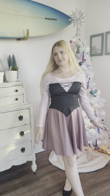 Briar Rose Sleeping Beauty Aurora Inspired Long Sleeve Skater Dress