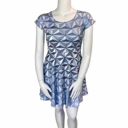 Spaceship Earth Inspired Cap Sleeve Skater Dress