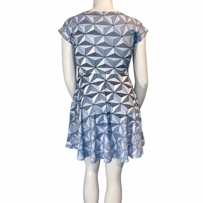 Spaceship Earth Inspired Cap Sleeve Skater Dress