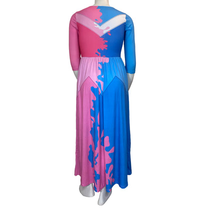 Make It Pink Make It Blue Aurora Sleeping Beauty Inspired Quarter Sleeve Maxi Dress