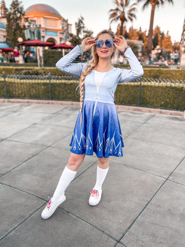 Elsa Frozen 2 Inspired Long Sleeve Skater Dress