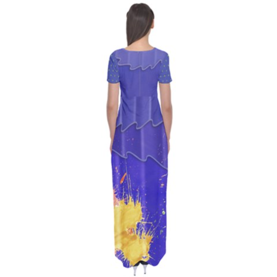 Isabela Flower Splatter Inspired Short Sleeve Maxi Dress