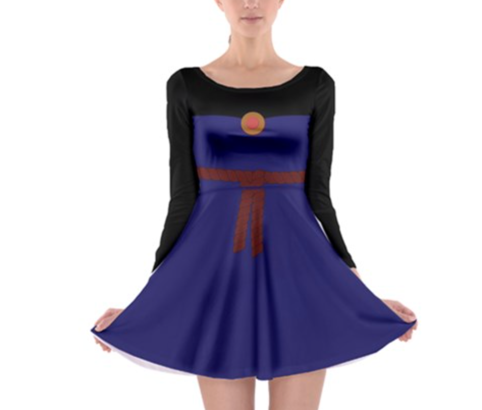 Evil Queen Snow White Inspired Long Sleeve Skater Dress Kawaiian