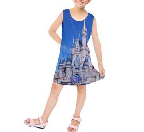 Kid's Cinderella Castle Inspired Sleeveless Dress