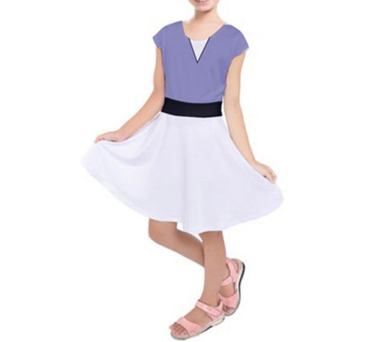 Kid&#39;s Daisy Duck Inspired Short Sleeve Dress