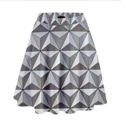 Epcot Spaceship Earth Inspired High Waisted Skirt