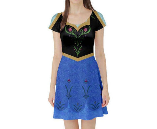 Anna Frozen Inspired Short Sleeve Skater Dress