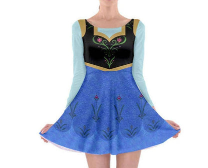 Anna Frozen Inspired Long Sleeve Skater Dress