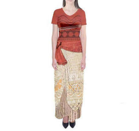 Moana Inspired Short Sleeve Maxi Dress
