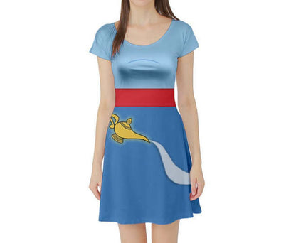 Genie Aladdin Inspired Short Sleeve Skater Dress
