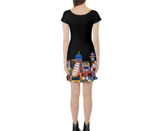 It&#39;s A Small World Inspired Short Sleeve Skater Dress
