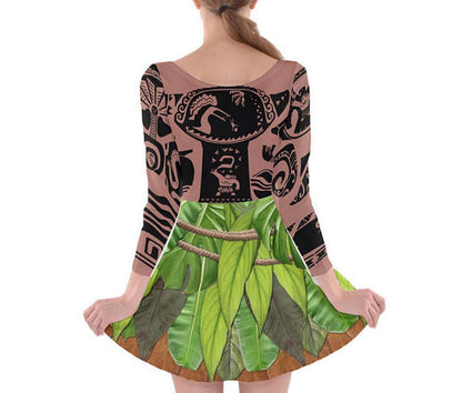 Demigod Inspired Long Sleeve Skater Dress