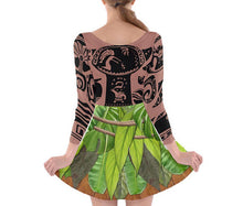 Maui Moana Inspired Long Sleeve Skater Dress