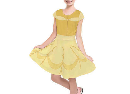 Kid's Belle Beauty and the Beast Inspired Short Sleeve Dress