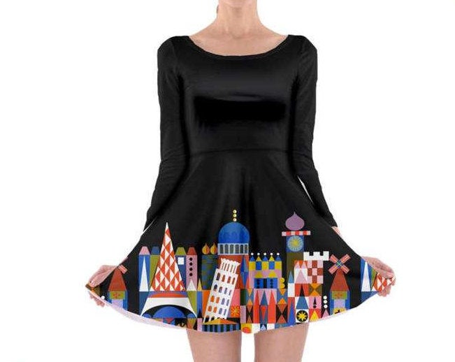 It&#39;s A Small World Inspired Long Sleeve Skater Dress