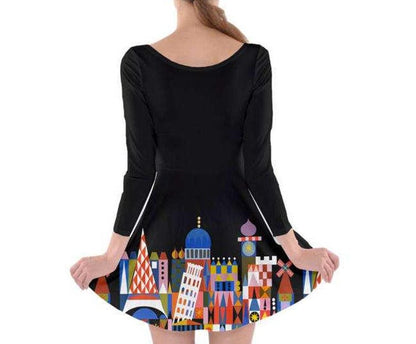 It&#39;s A Small World Inspired Long Sleeve Skater Dress