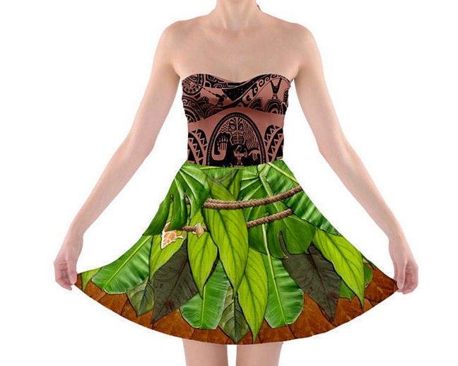 Maui Moana Inspired Sweetheart Skater Dress