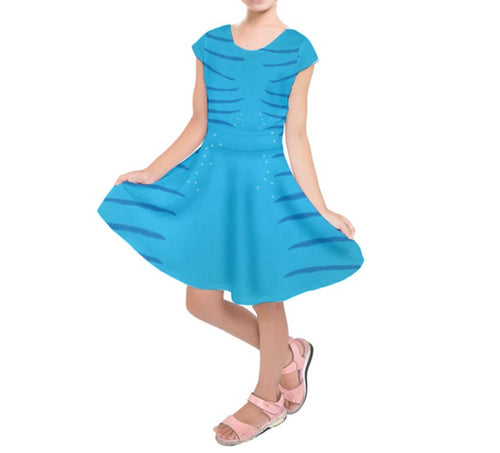 Kid's Na'vi Avatar Inspired Short Sleeve Dress