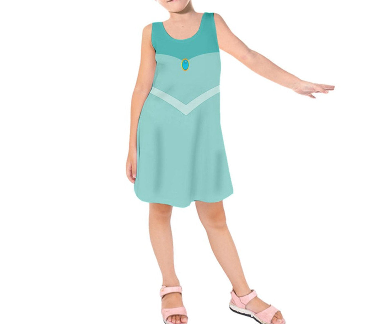 Kid&#39;s Jasmine Aladdin Inspired Sleeveless Dress