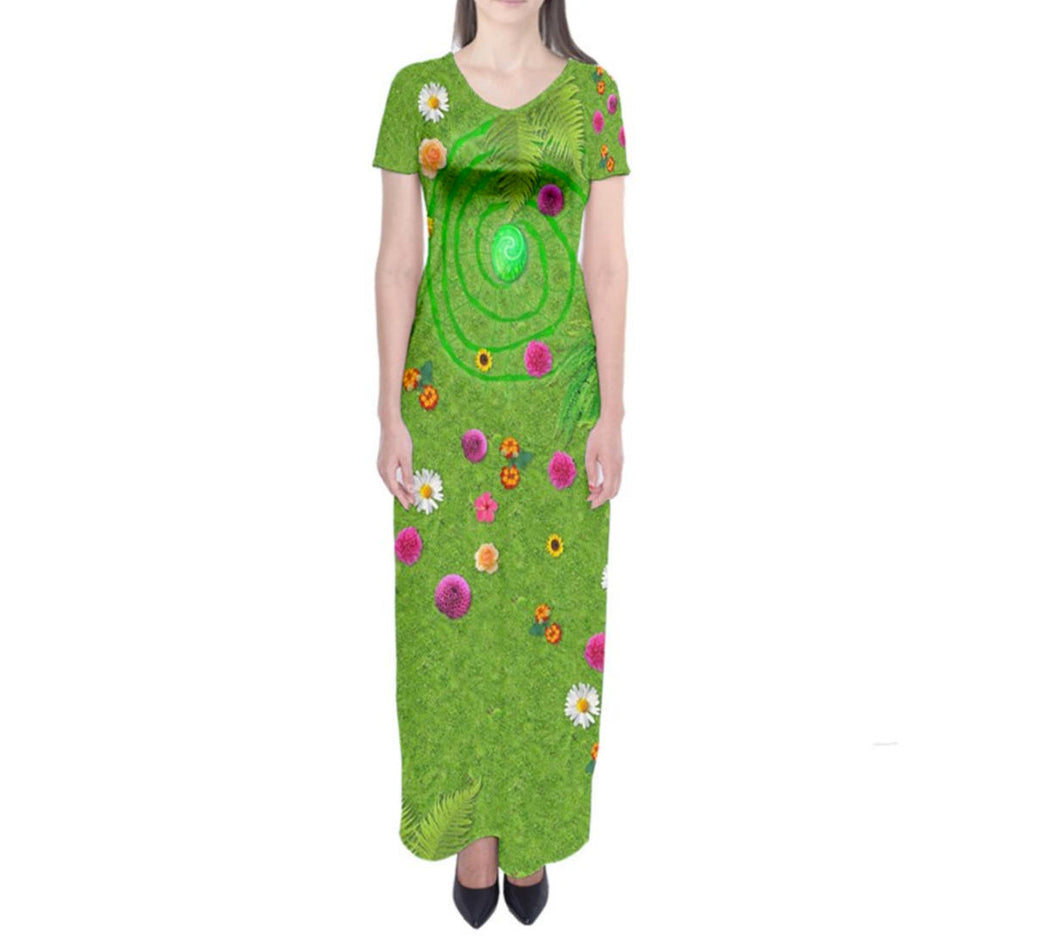 Te Fiti Moana Inspired Short Sleeve Maxi Dress