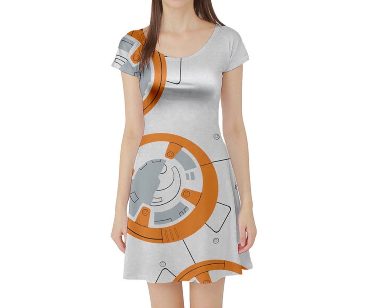 BB-8 Star Wars Inspired Short Sleeve Skater Dress