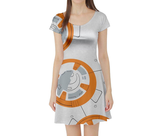 BB-8 Star Wars Inspired Short Sleeve Skater Dress