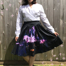 Sleeping Beauty Castle Nighttime Inspired Flared Midi Skirt