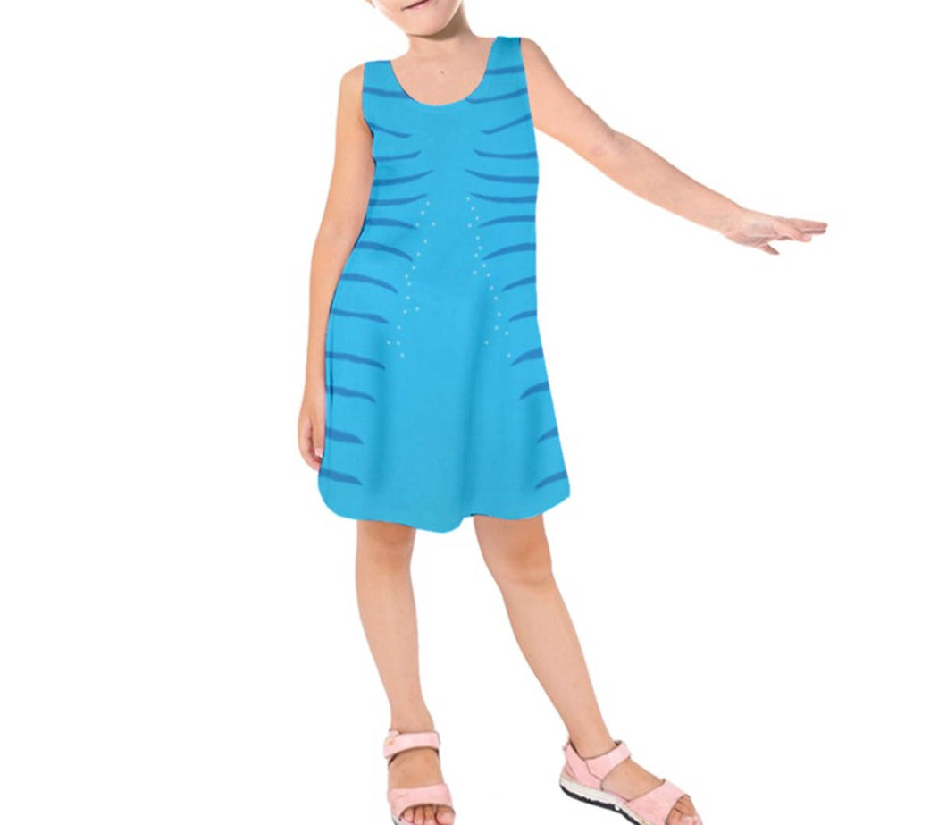 Kid's Na'vi Avatar Inspired Sleeveless Dress