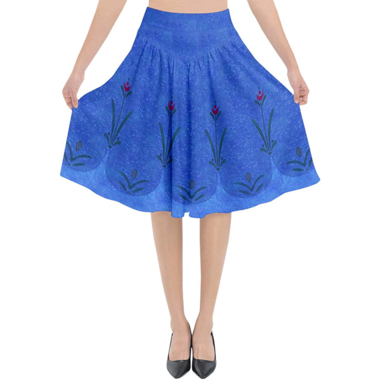Anna Frozen Inspired Flared Midi Skirt