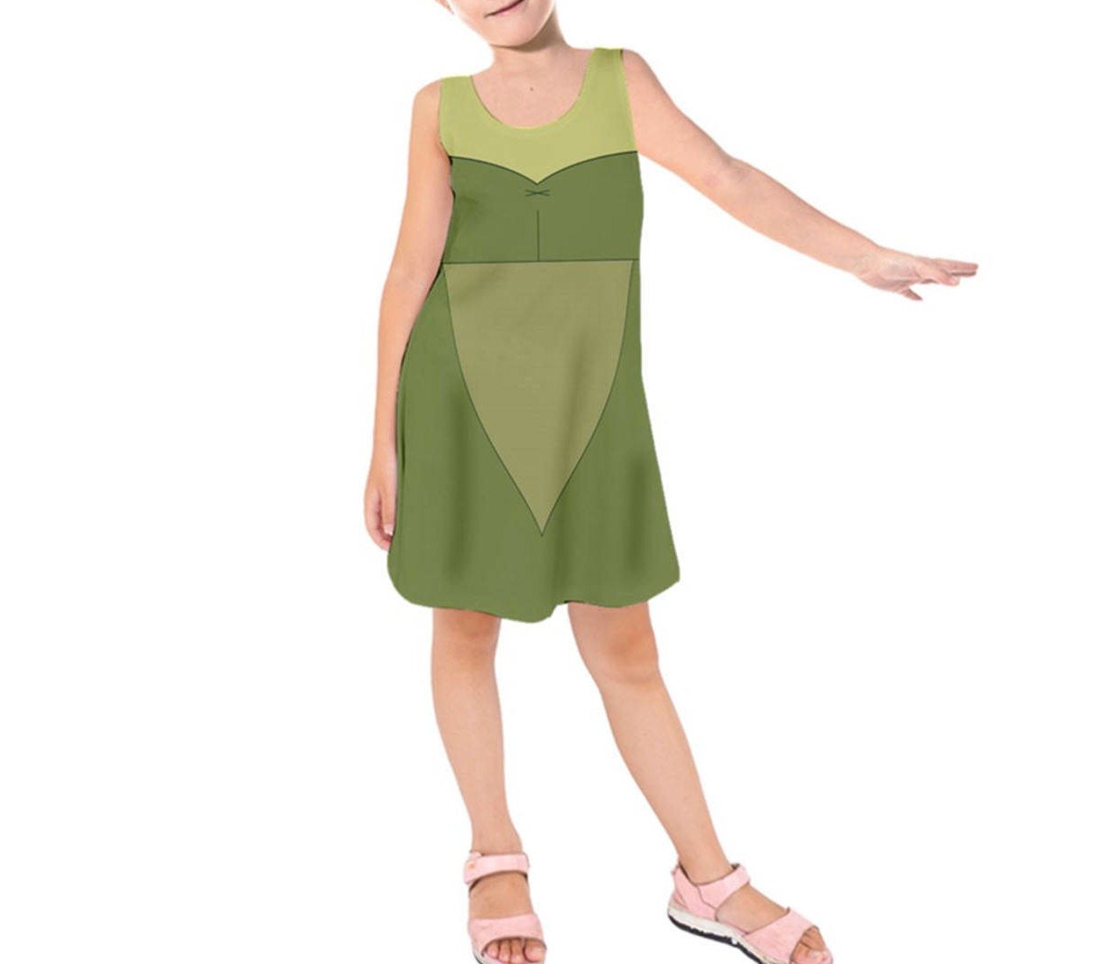Kid&#39;s Green Bimbette Beauty and the Beast Inspired Sleeveless Dress