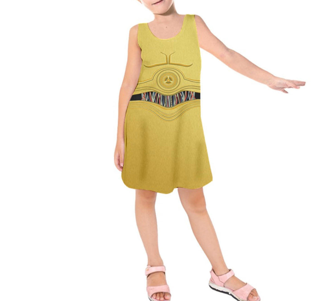 Kid's C3PO Star Wars Inspired Sleeveless Dress
