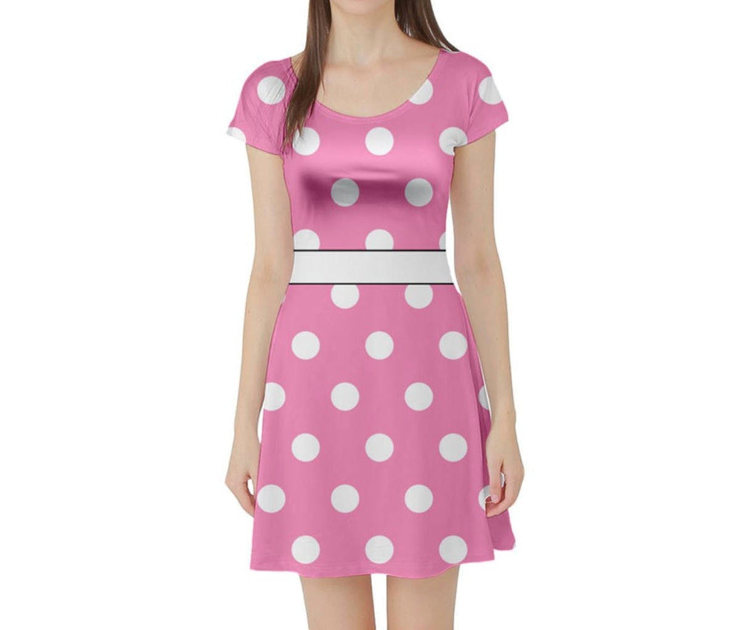 Minnie Inspired Short Sleeve Skater Dress