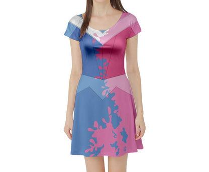 Aurora Sleeping Beauty Make It Pink Make It Blue Inspired Short Sleeve Skater Dress